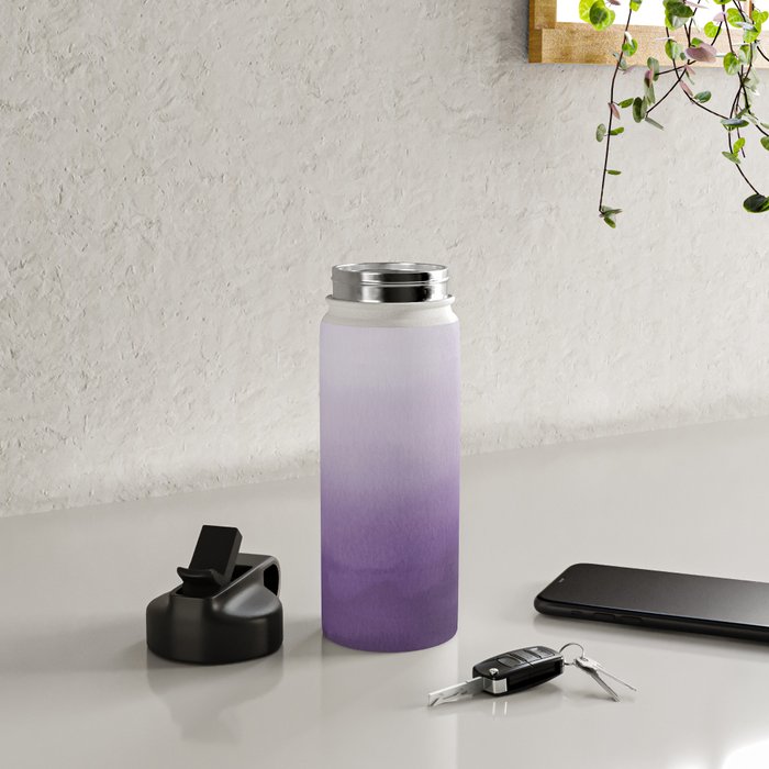 Inspired by Pantone Chive Blossom Purple 18-3634 Watercolor Abstract Art Water Bottle Gallery Image 4
