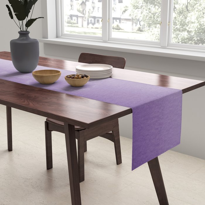 Inspired by Pantone Chive Blossom Purple 18-3634 Watercolor Abstract Art Table Runner Gallery Image 2