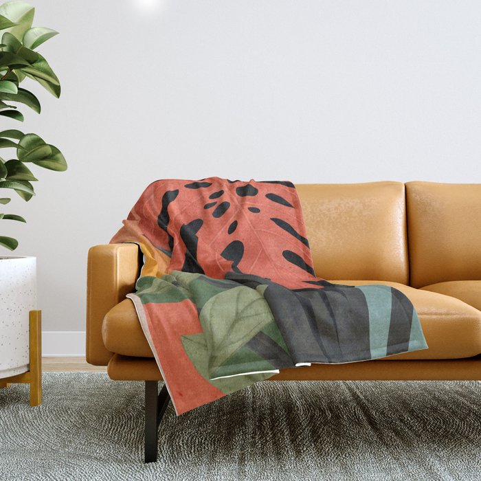 Abstract Art Tropical Leaves 109 Throw Blanket Gallery Image 1