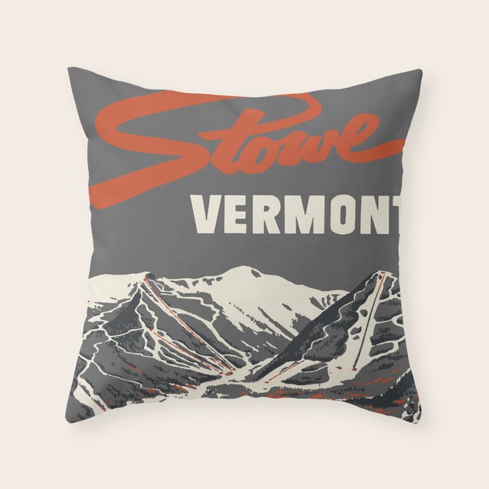 Stowe Vermont, ski capital of the east Throw Pillow Gallery Image 6