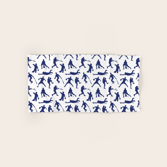 Blue Baseball Players Bath Towel Gallery Image 1