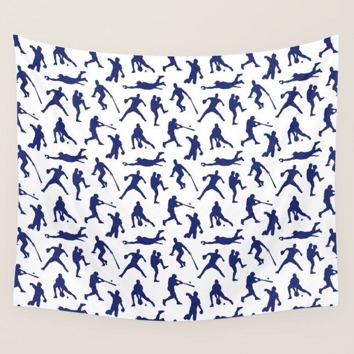 Blue Baseball Players Wall Tapestry Gallery Image 4