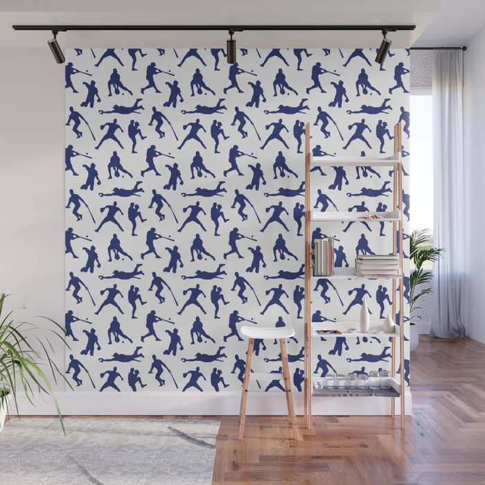 Blue Baseball Players Wall Mural Gallery Image 1