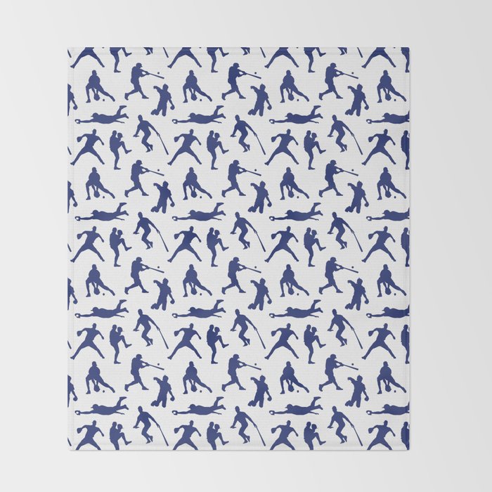 Blue Baseball Players Throw Blanket Gallery Image 2