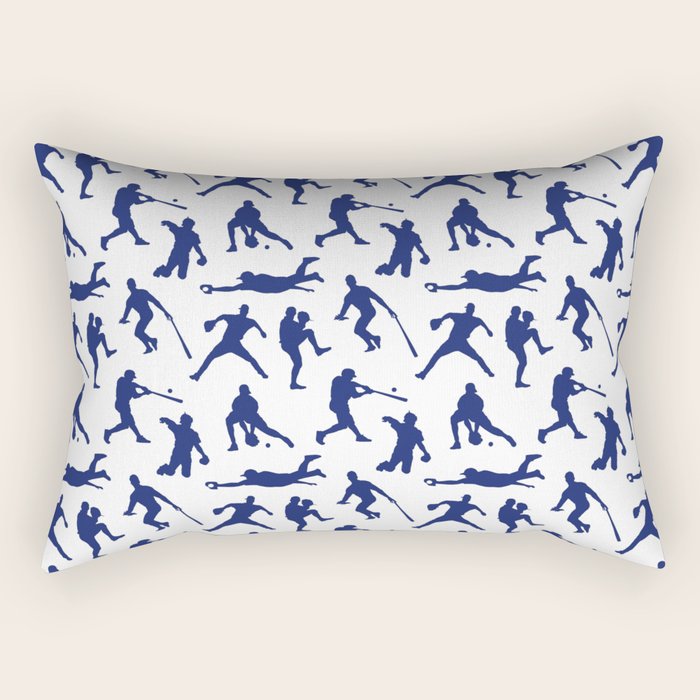Blue Baseball Players Rectangular Pillow Gallery Image 1
