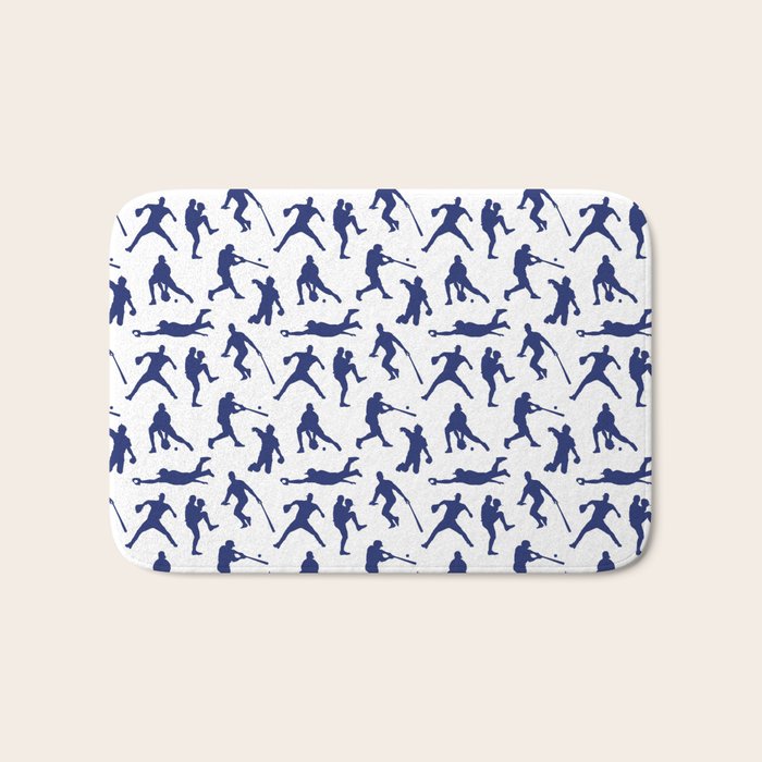 Blue Baseball Players Bath Mat Gallery Image 1