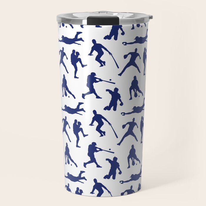 Blue Baseball Players Travel Mug Gallery Image 1