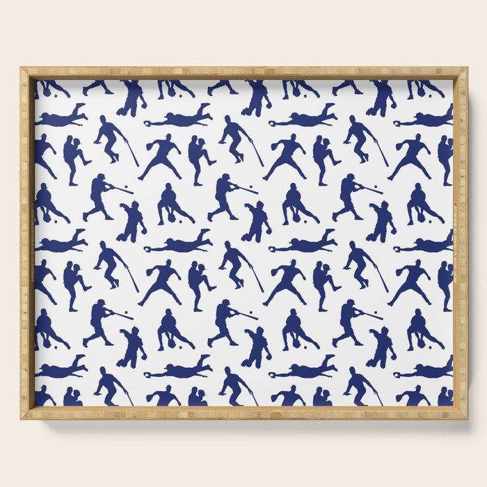 Blue Baseball Players Serving Tray Gallery Image 1