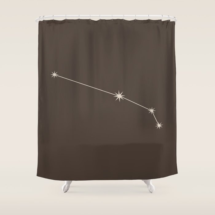 Aries Zodiac Star Constellation Line Art Coffee Brown Shower Curtain Gallery Image 1