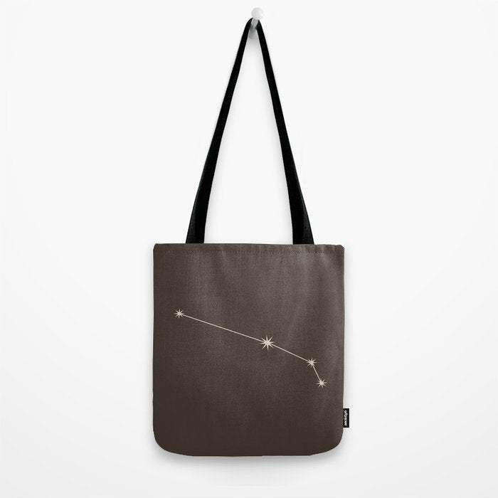 Aries Zodiac Star Constellation Line Art Coffee Brown Tote Bag Gallery Image 2