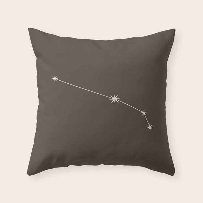 Aries Zodiac Star Constellation Line Art Coffee Brown Throw Pillow Gallery Image 6
