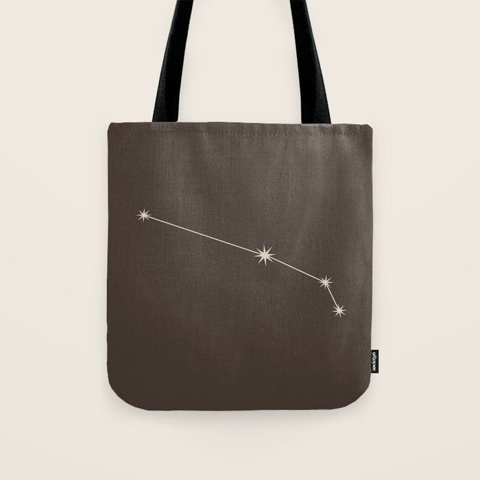 Aries Zodiac Star Constellation Line Art Coffee Brown Tote Bag Gallery Image 1