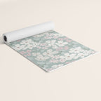Soft meadow blooms - muted mint, dusty green, pink and beige floral pattern Yoga Mat Gallery Image 2