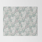 Soft meadow blooms - muted mint, dusty green, pink and beige floral pattern Throw Blanket Gallery Image 2