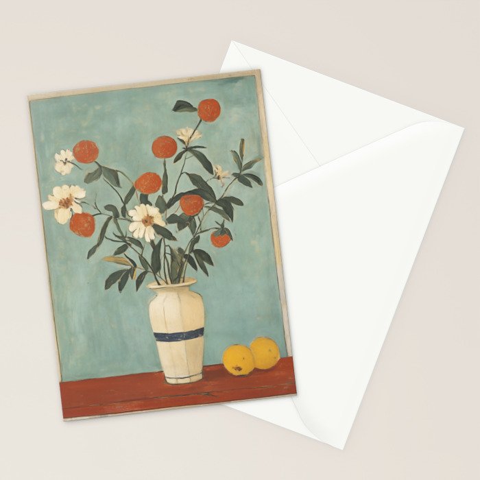 Winter Citrus and Petal Harmony Stationery Card Gallery Image 2