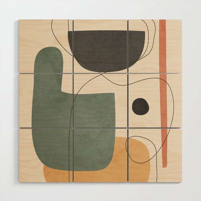 Abstract Minimal Shapes 25 Wood Wall Art Gallery Image 1