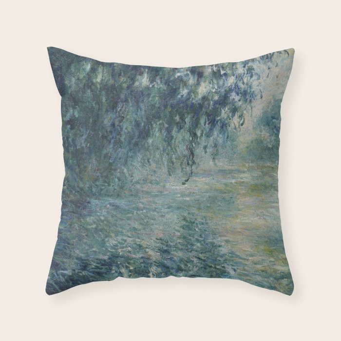 Morning on the Seine, Claude Monet Throw Pillow Gallery Image 6