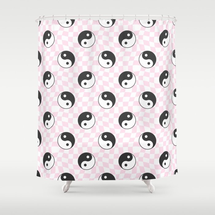 Yin yang checkered pattern Shower Curtain Gallery Image 1