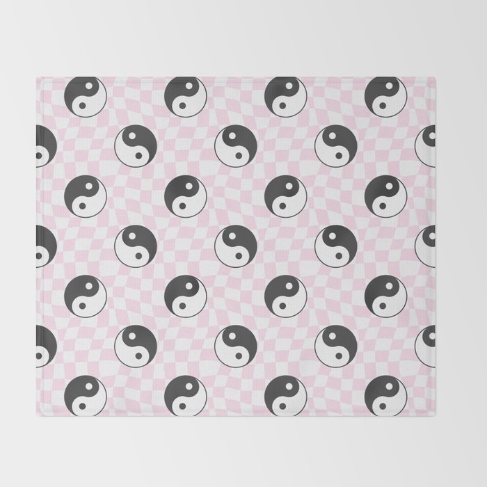 Yin yang checkered pattern Throw Blanket Gallery Image 2