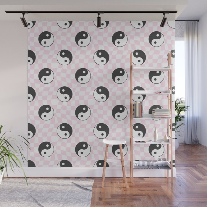 Yin yang checkered pattern Wall Mural Gallery Image 1