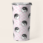 Yin yang checkered pattern Travel Mug Gallery Image 2