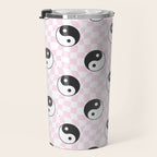 Yin yang checkered pattern Travel Mug Gallery Image 3