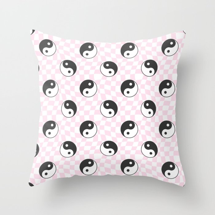 Yin yang checkered pattern Throw Pillow Gallery Image 6