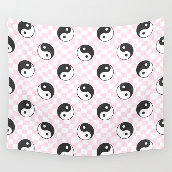 Yin yang checkered pattern Wall Tapestry Gallery Image 4