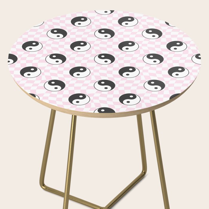 Yin yang checkered pattern Side Table Gallery Image 2