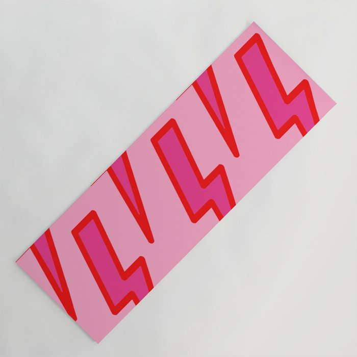 Pink and Red Y2k Lightning Bolt Wallpaper - Preppy Aesthetic Yoga Mat Gallery Image 1