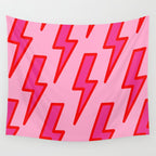 Pink and Red Y2k Lightning Bolt Wallpaper - Preppy Aesthetic Wall Tapestry Gallery Image 4