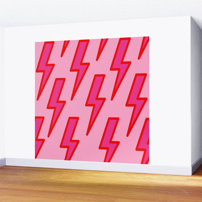 Pink and Red Y2k Lightning Bolt Wallpaper - Preppy Aesthetic Wall Mural Gallery Image 2