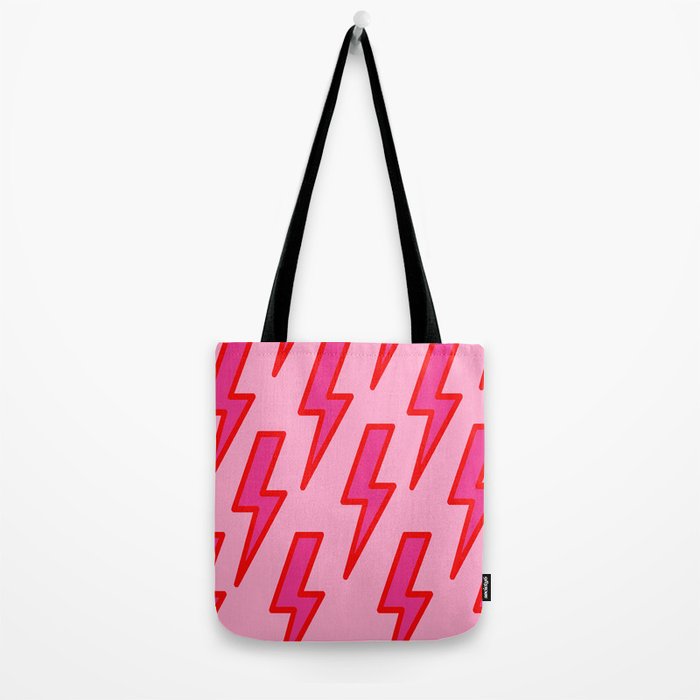 Pink and Red Y2k Lightning Bolt Wallpaper - Preppy Aesthetic Tote Bag Gallery Image 2