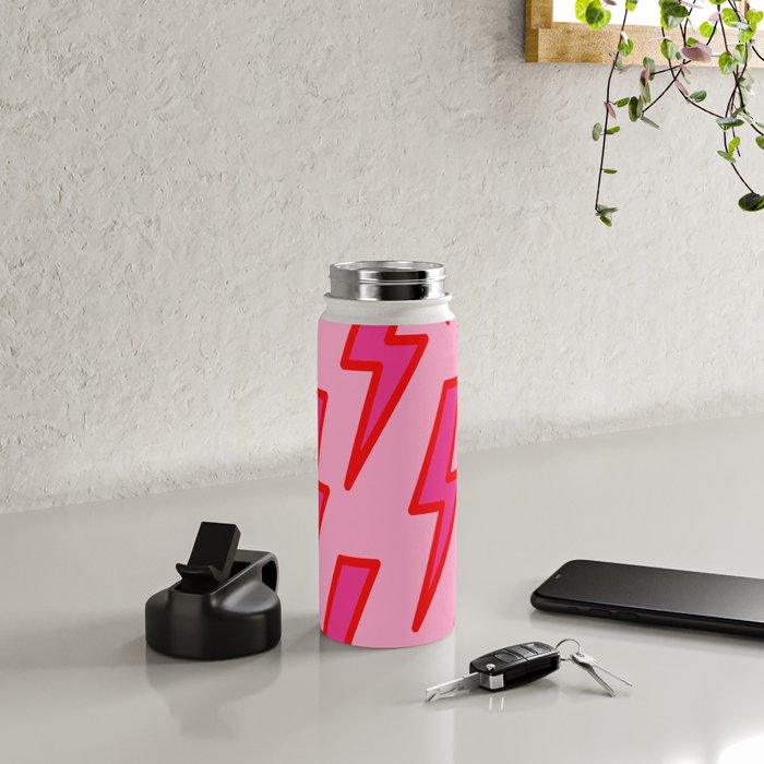 Pink and Red Y2k Lightning Bolt Wallpaper - Preppy Aesthetic Water Bottle Gallery Image 4