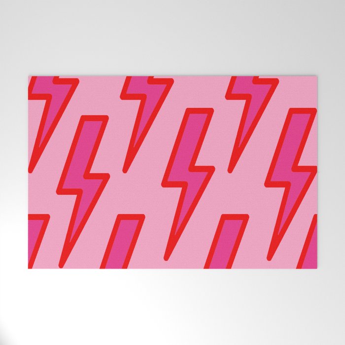 Pink and Red Y2k Lightning Bolt Wallpaper - Preppy Aesthetic Welcome Mat Gallery Image 1