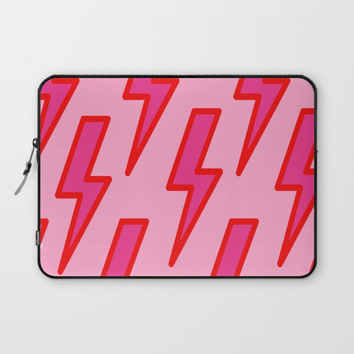 Pink and Red Y2k Lightning Bolt Wallpaper - Preppy Aesthetic Laptop Sleeve Gallery Image 1