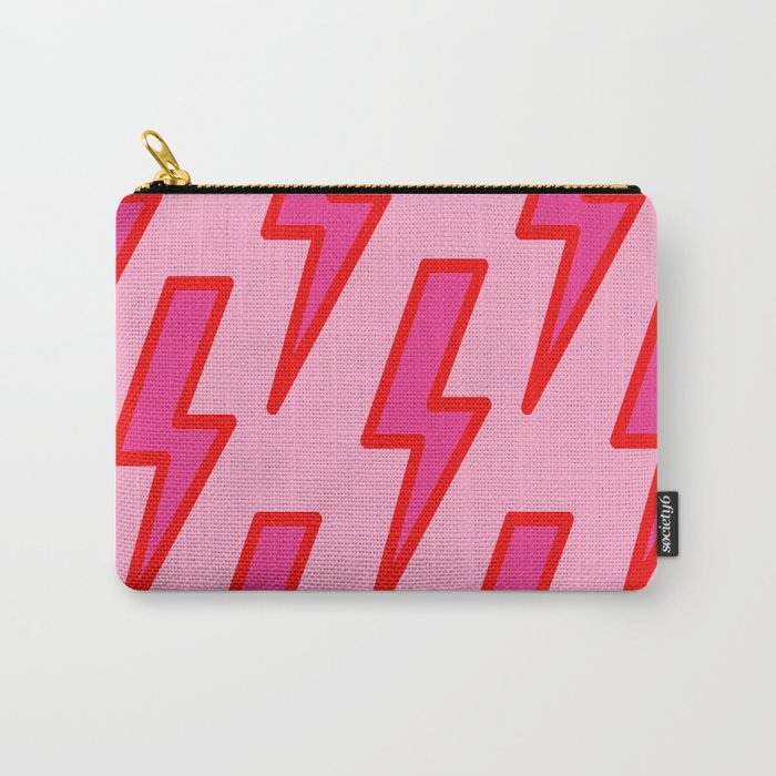 Pink and Red Y2k Lightning Bolt Wallpaper - Preppy Aesthetic Carry All Pouch Gallery Image 1