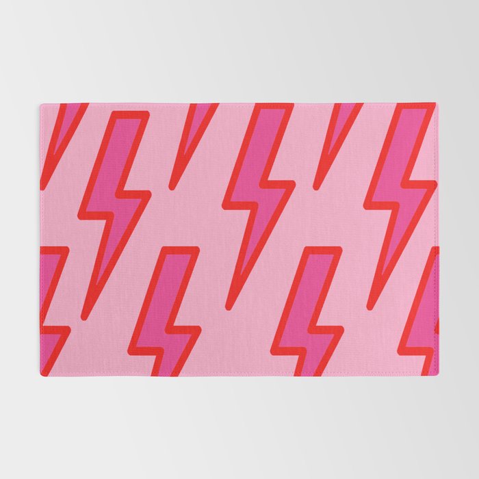 Pink and Red Y2k Lightning Bolt Wallpaper - Preppy Aesthetic Rug Gallery Image 2