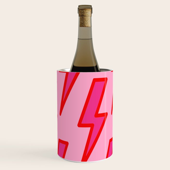 Pink and Red Y2k Lightning Bolt Wallpaper - Preppy Aesthetic Wine Chiller Gallery Image 1