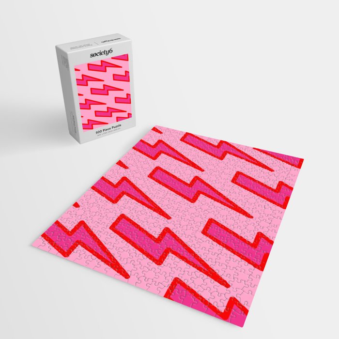 Pink and Red Y2k Lightning Bolt Wallpaper - Preppy Aesthetic Jigsaw Puzzle Gallery Image 2
