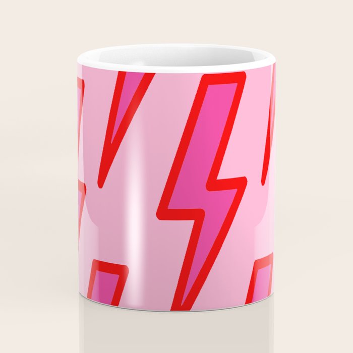 Pink and Red Y2k Lightning Bolt Wallpaper - Preppy Aesthetic Coffee Mug Gallery Image 4