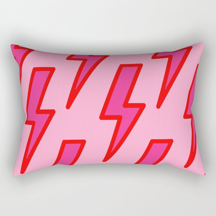 Pink and Red Y2k Lightning Bolt Wallpaper - Preppy Aesthetic Rectangular Pillow Gallery Image 1