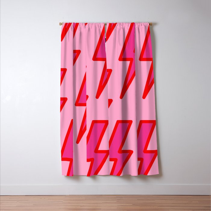 Pink and Red Y2k Lightning Bolt Wallpaper - Preppy Aesthetic Window Curtain Gallery Image 3