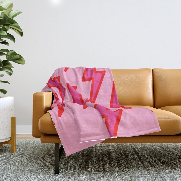 Pink and Red Y2k Lightning Bolt Wallpaper - Preppy Aesthetic Throw Blanket Gallery Image 1