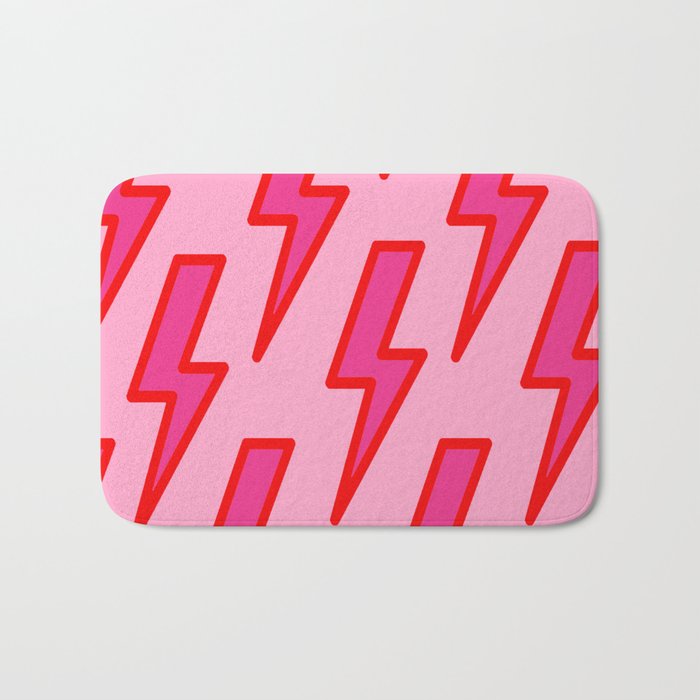 Pink and Red Y2k Lightning Bolt Wallpaper - Preppy Aesthetic Bath Mat Gallery Image 1