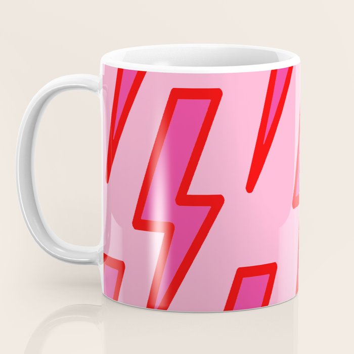 Pink and Red Y2k Lightning Bolt Wallpaper - Preppy Aesthetic Coffee Mug Gallery Image 3