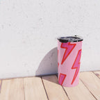 Pink and Red Y2k Lightning Bolt Wallpaper - Preppy Aesthetic Travel Mug Gallery Image 4