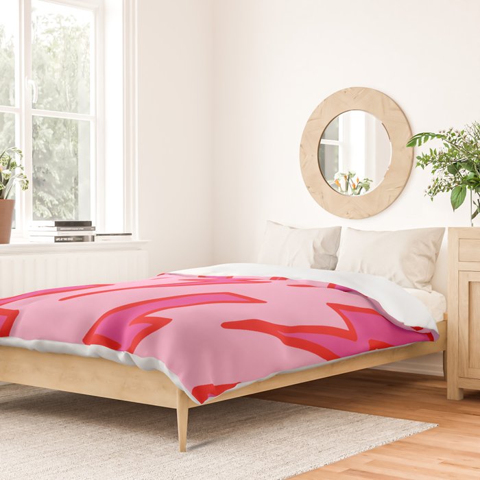 Pink and Red Y2k Lightning Bolt Wallpaper - Preppy Aesthetic Duvet Cover Gallery Image 2