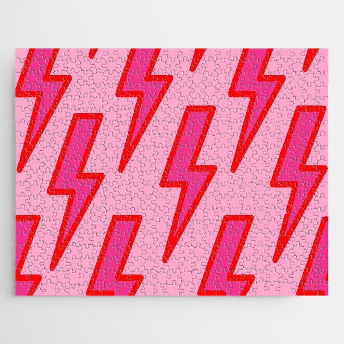 Pink and Red Y2k Lightning Bolt Wallpaper - Preppy Aesthetic Jigsaw Puzzle Gallery Image 1