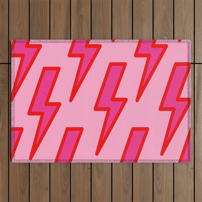 Pink and Red Y2k Lightning Bolt Wallpaper - Preppy Aesthetic Outdoor Rug Gallery Image 1